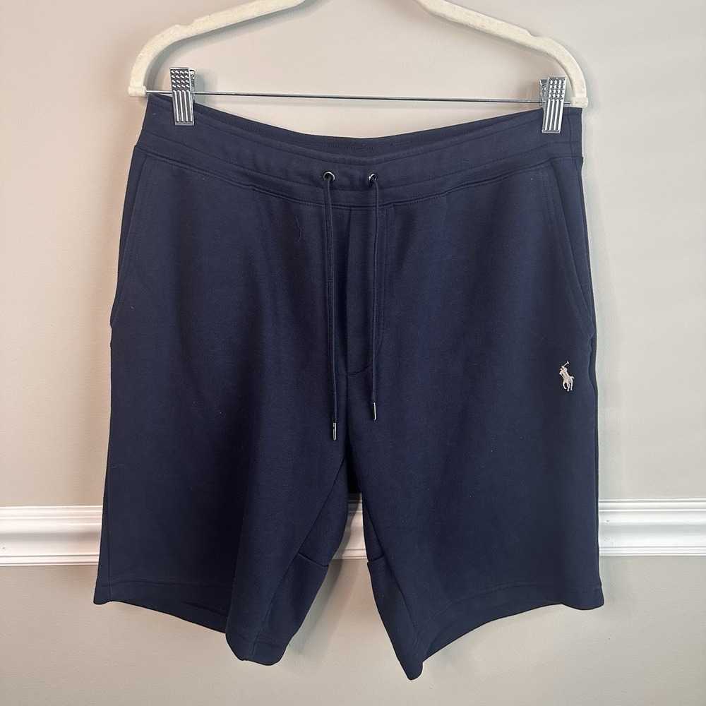 Polo Ralph Lauren Mens Double Knit Sweat Shorts Navy M Logo 9 Inch Preppy Gym